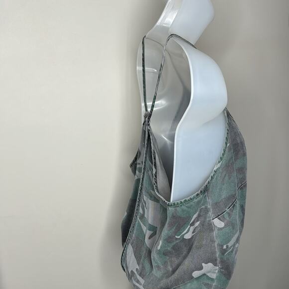 PAM & GELA Green Camo Sleeveless Tie Waist Tank Top Jumpsuit Pockets Women’s - Picture 6 of 15